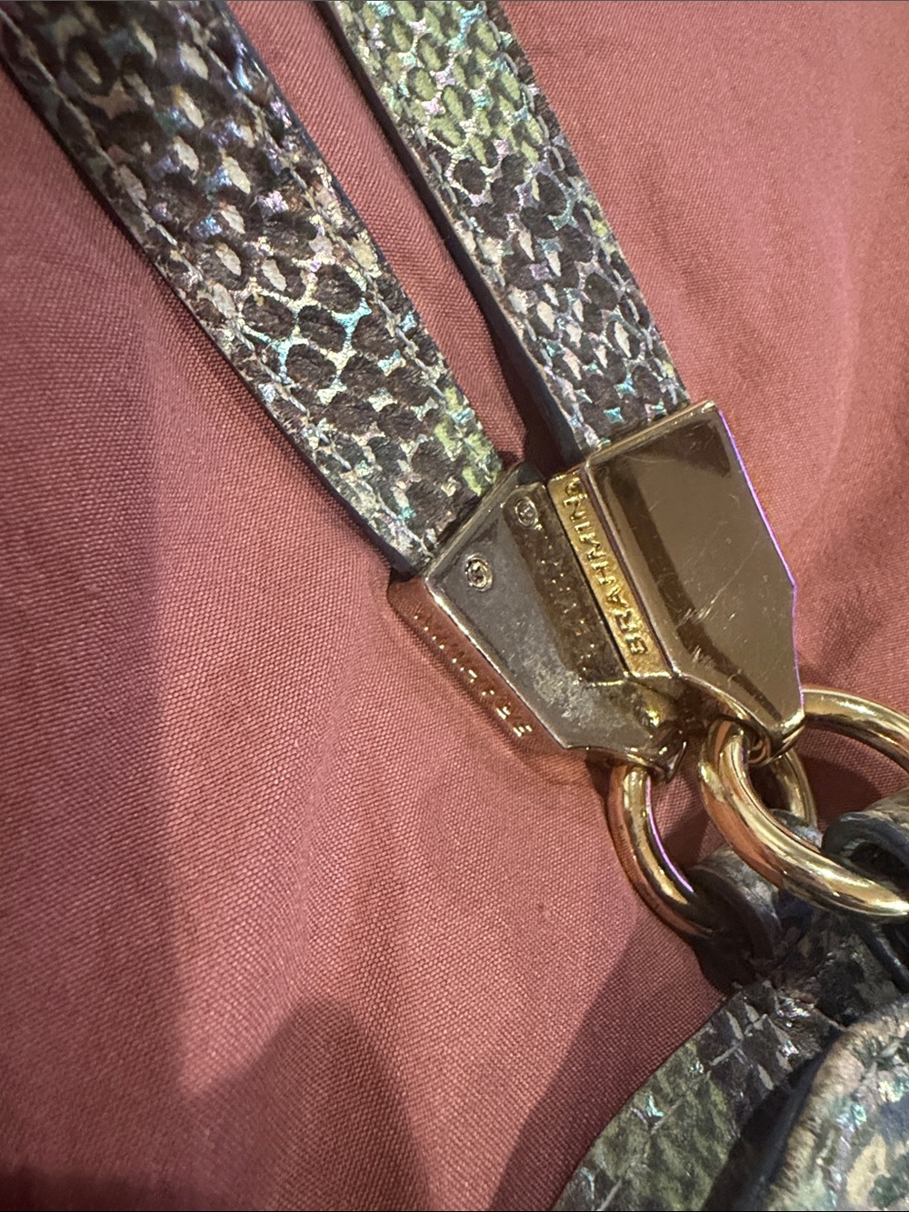 Brahmin Multicolor Snake-Print Shoulder Bag with Gold Hardware - Picture 3 of 6